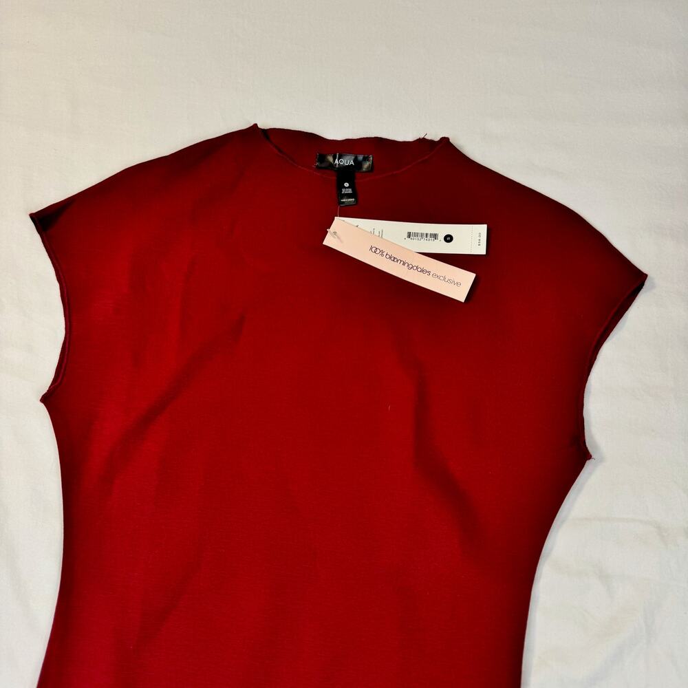 Aqua Ponte Sheath Mock Neck Cap Sleeve Mini Dress Burgundy Red Women’s Small - Picture 4 of 16